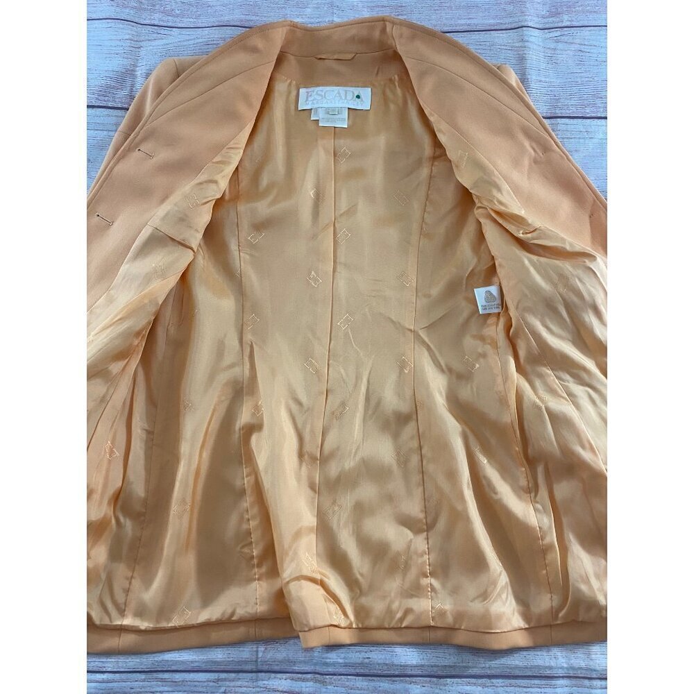 Vintage Escada By Margaretha Ley Orange Creamsicle Button Front Wool Coat - 38 - Picture 10 of 14